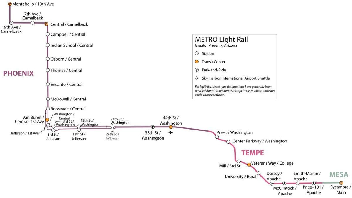 light rail 지도 피닉스